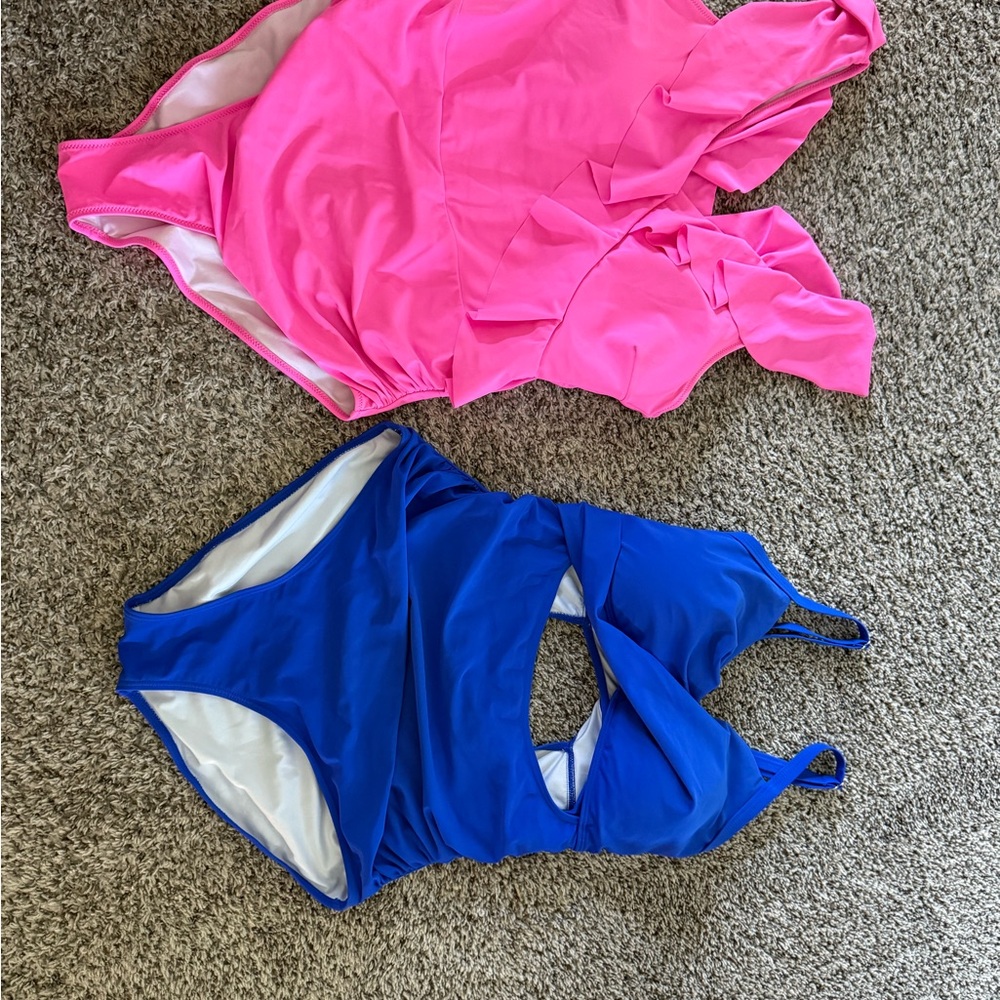 Pink and Blue Swimsuit Set